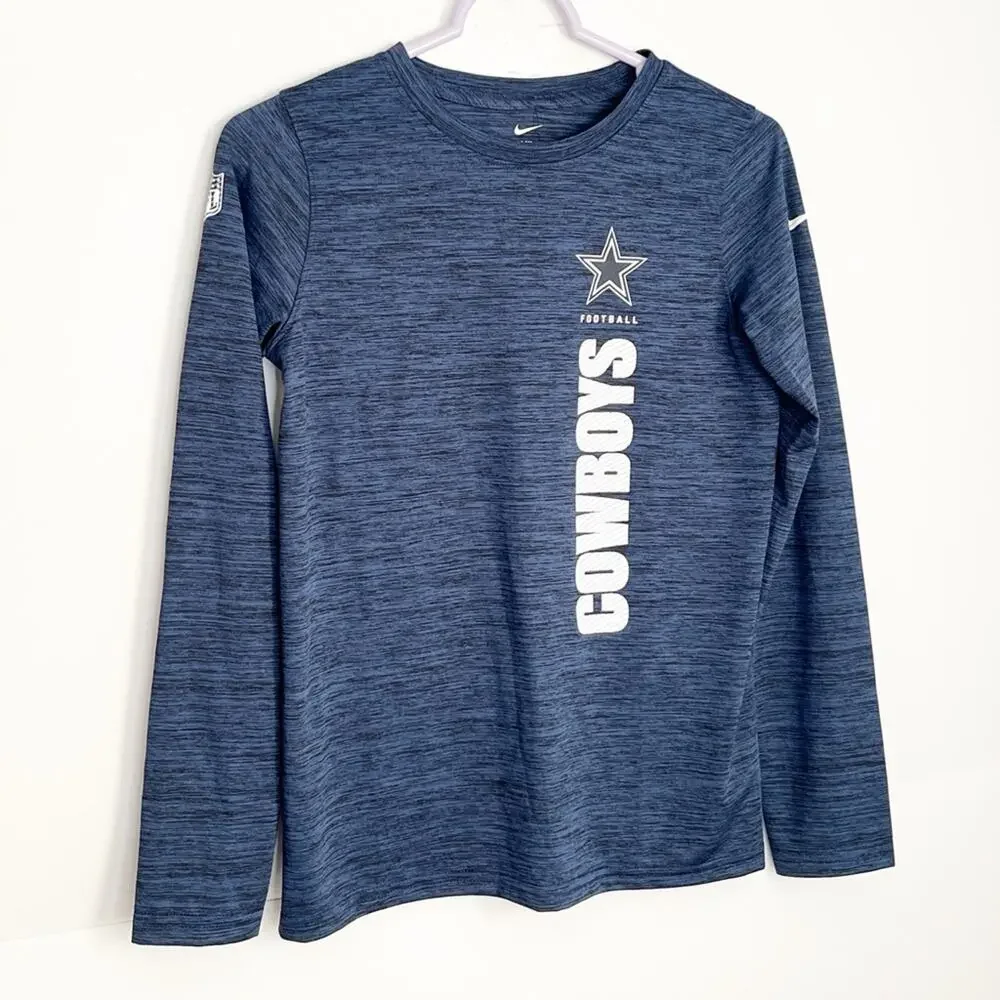 Kids Nike Dri-Fit NFL Dallas Cowboys Long Sleeve T Shirt Size Medium (10/12)